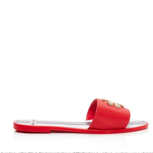 Tory Burch Everly Red Sandal Slides Nantucket Red SIZE 6 - Picture 4 of 7